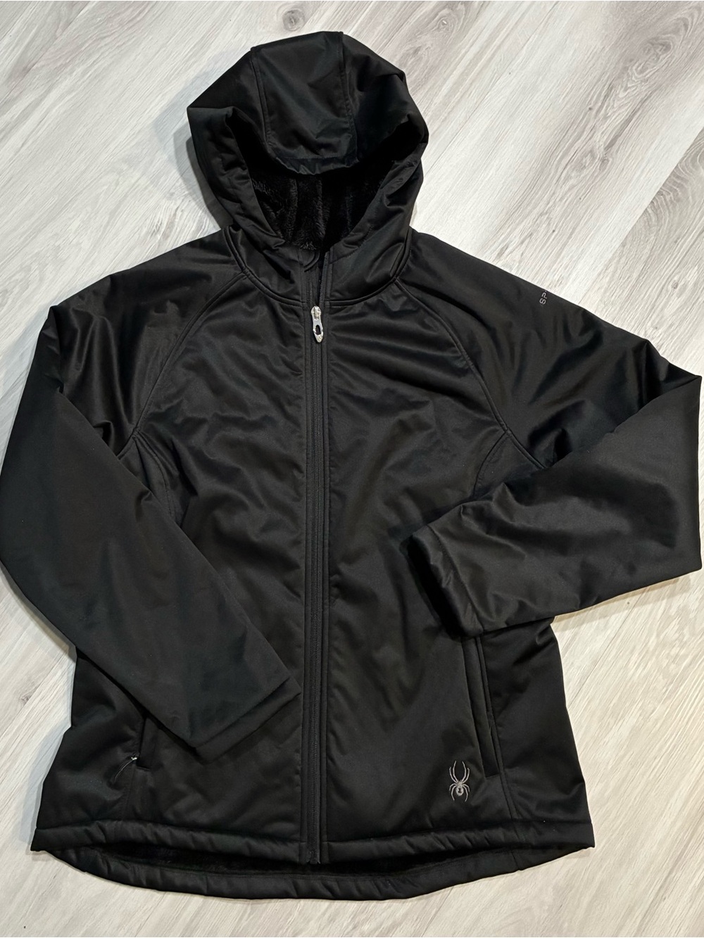 Spyder Black‎ Hooded Softshell Windbreaker Jacket